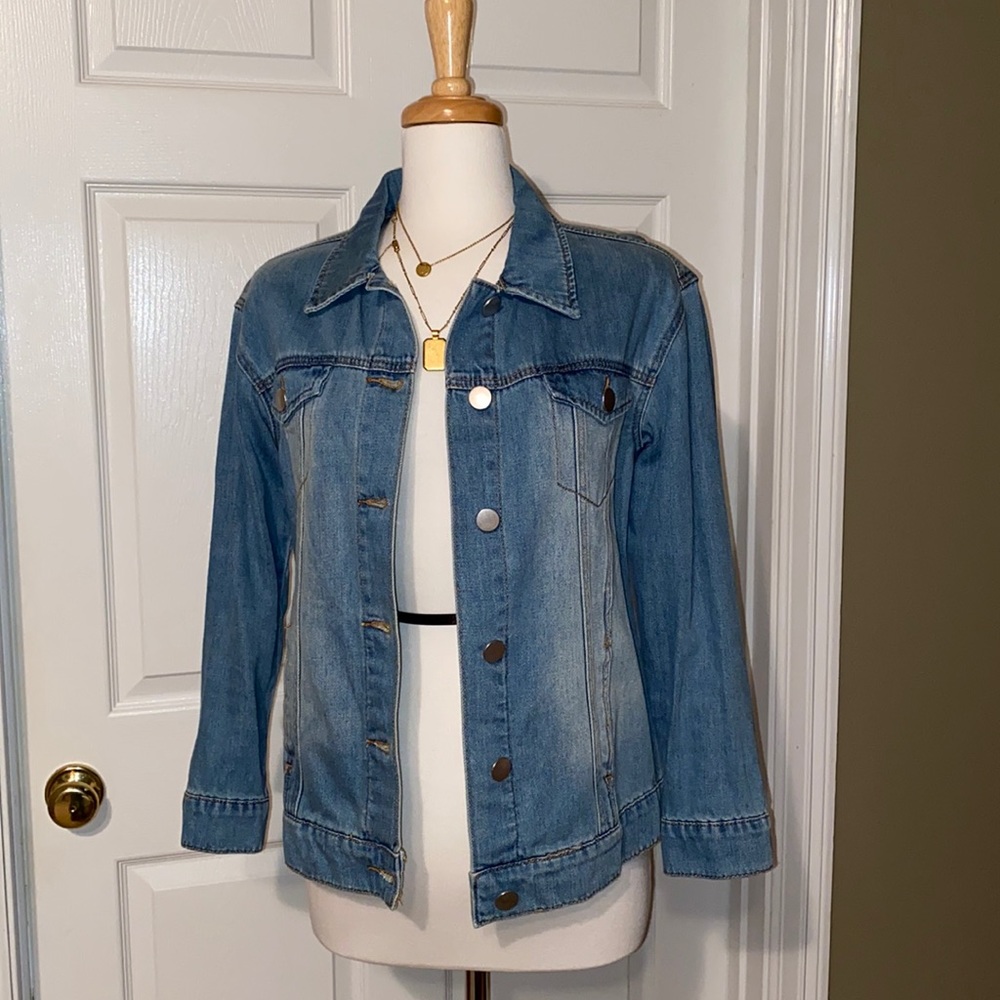 Denim Jacket with Ruffle, GUC, Size S
